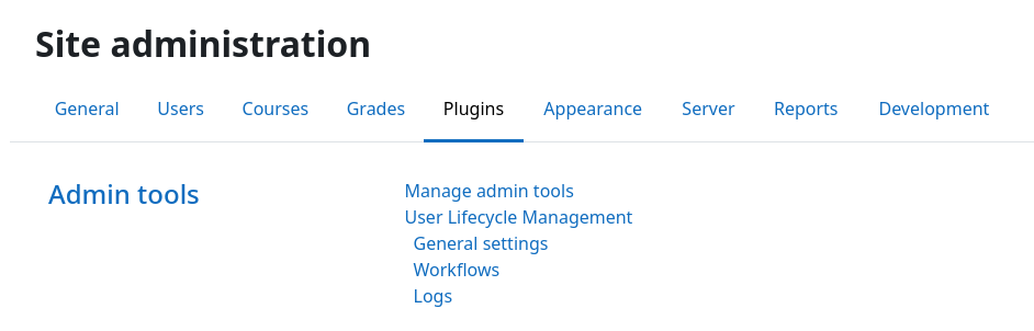Plugin settings page