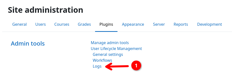 Moodle site administration plugins page
