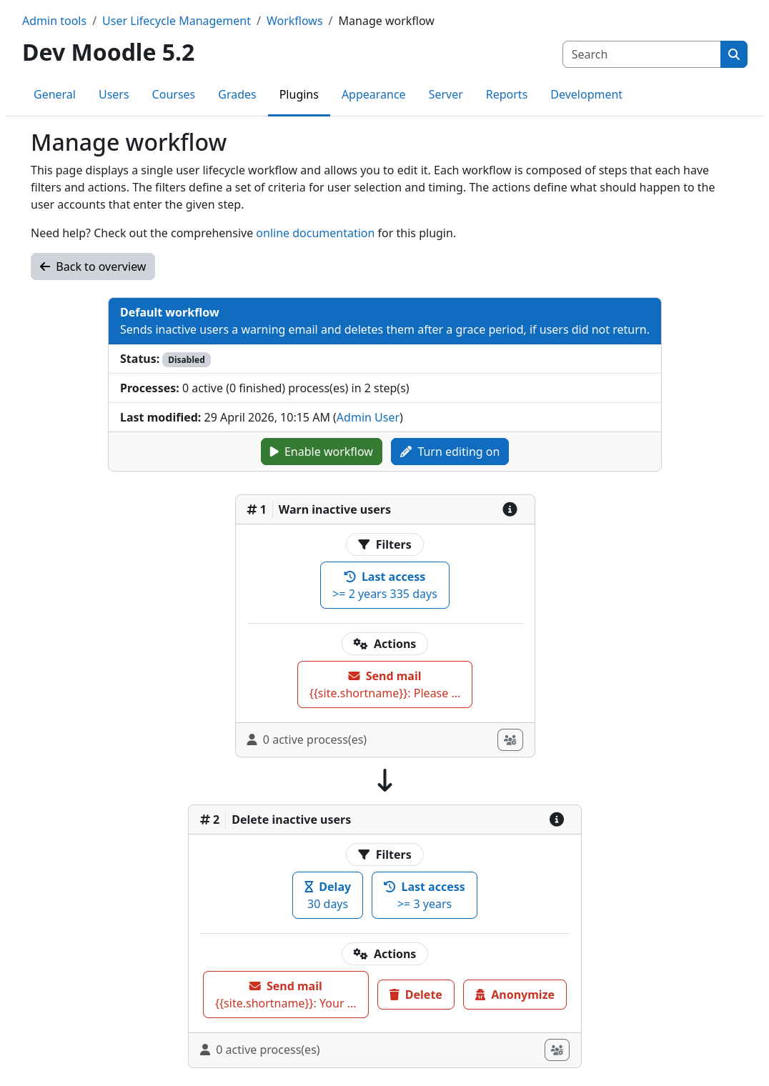 Default workflow definition