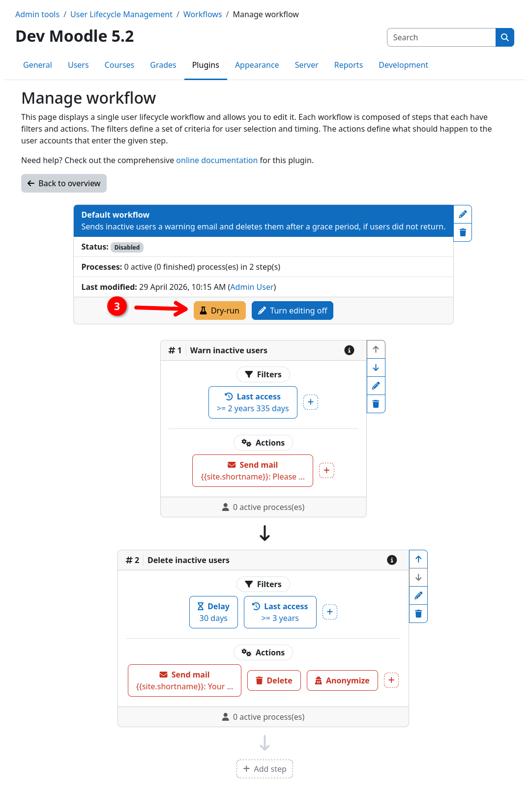 Default workflow (edit mode)