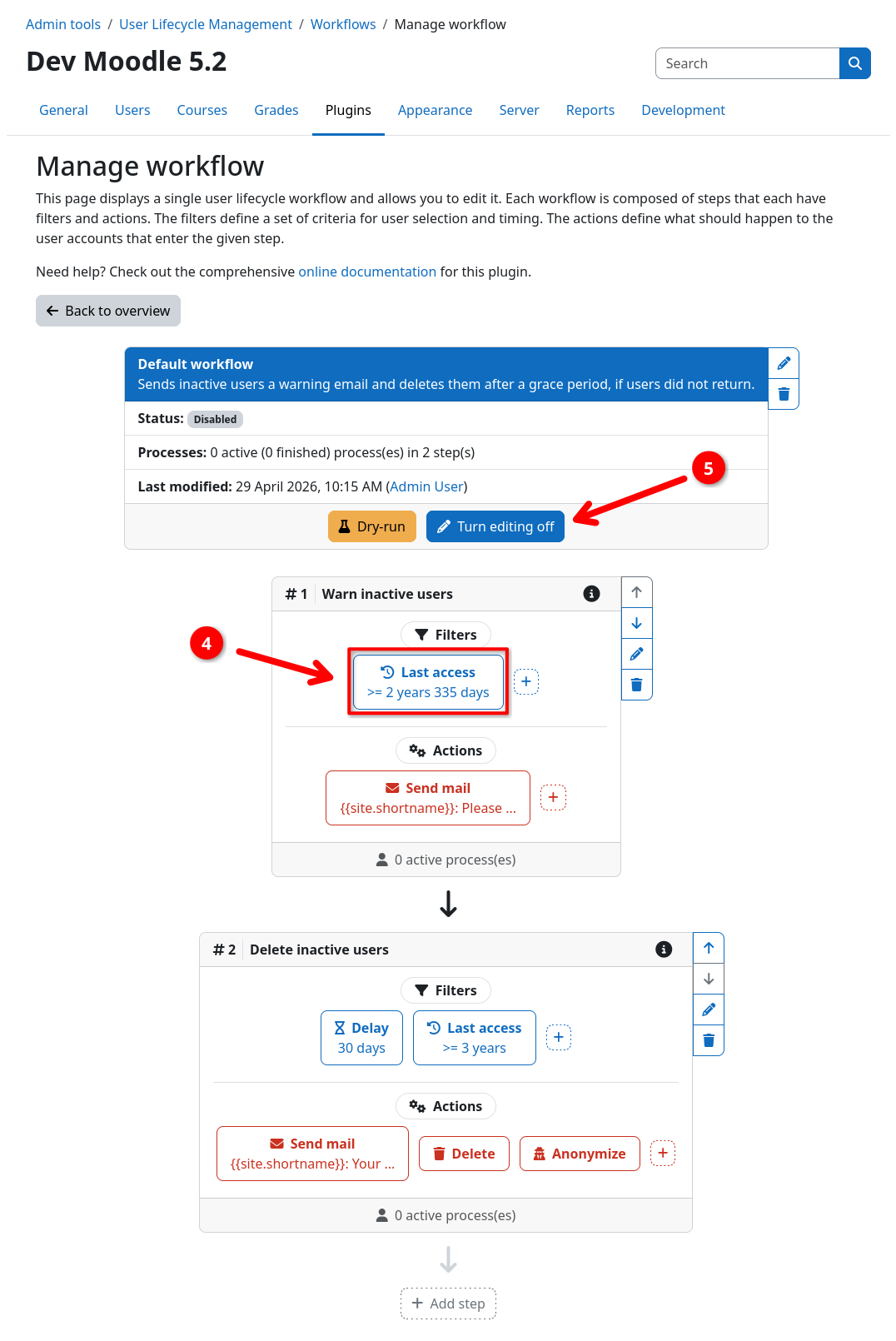 Default workflow inspection page (edit mode)