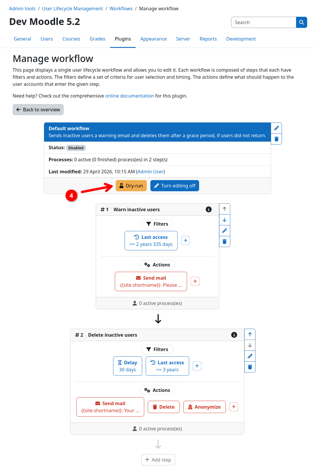 Default workflow inspection page (edit mode)