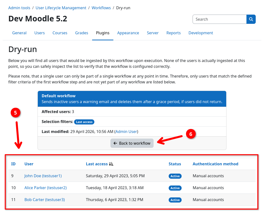 Dry-run page for the default workflow