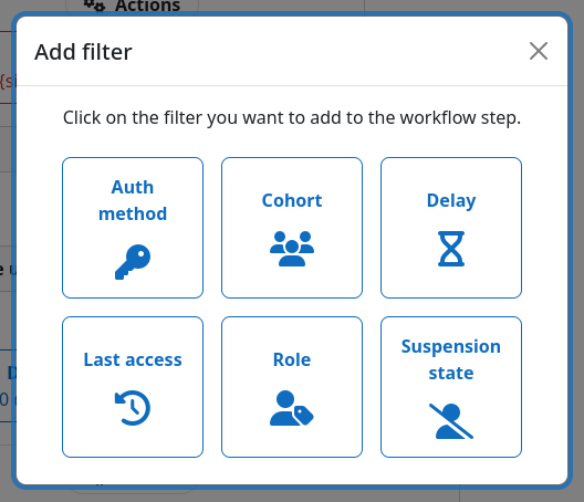 Modal for adding a new filter to a workflow step