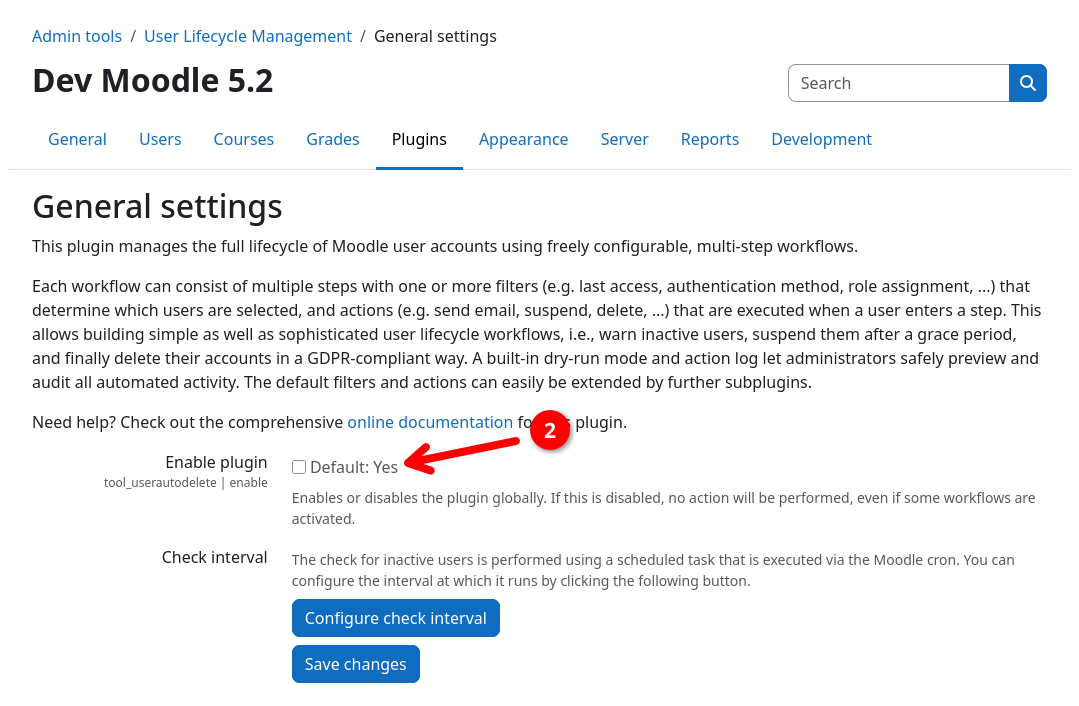 Plugin general settings