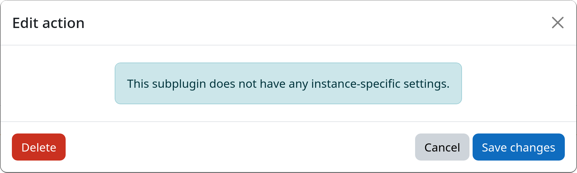 Example screenshot of the instance settings for the anonymize user action